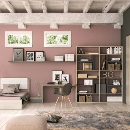 Cameretta componibile con scrittoio e libreria Idea 01 di Corazzin