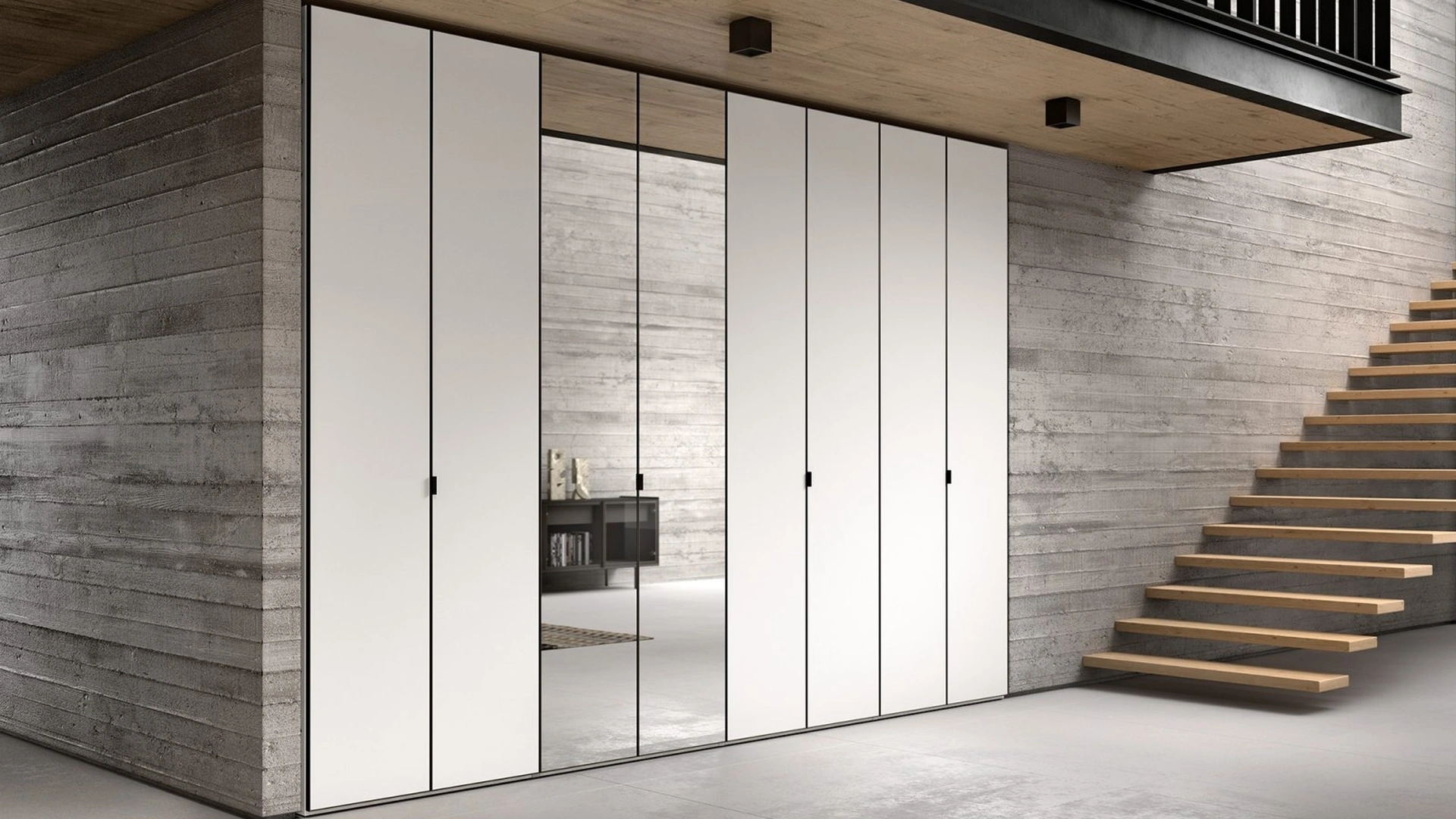 Armadio con ante battenti laccato con specchio centrale Filo GD1410 di Abitare Mobilstella