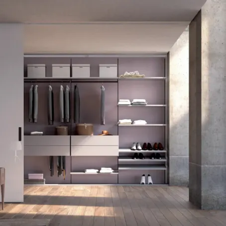 Cabina Armadio Rack System con ante scorrevoli in laccato opaco di Dielle Modus