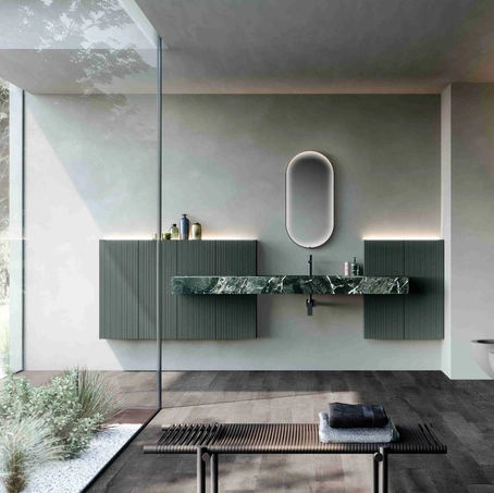 Mobile da Bagno sospeso M2 System 242 in laccato e gres di Baxar