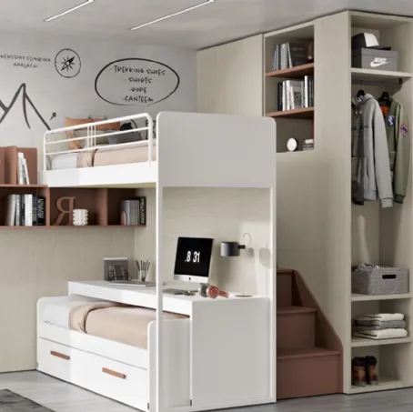 Cameretta 106 a soppalco con letto scorrevole di Ferrimobili
