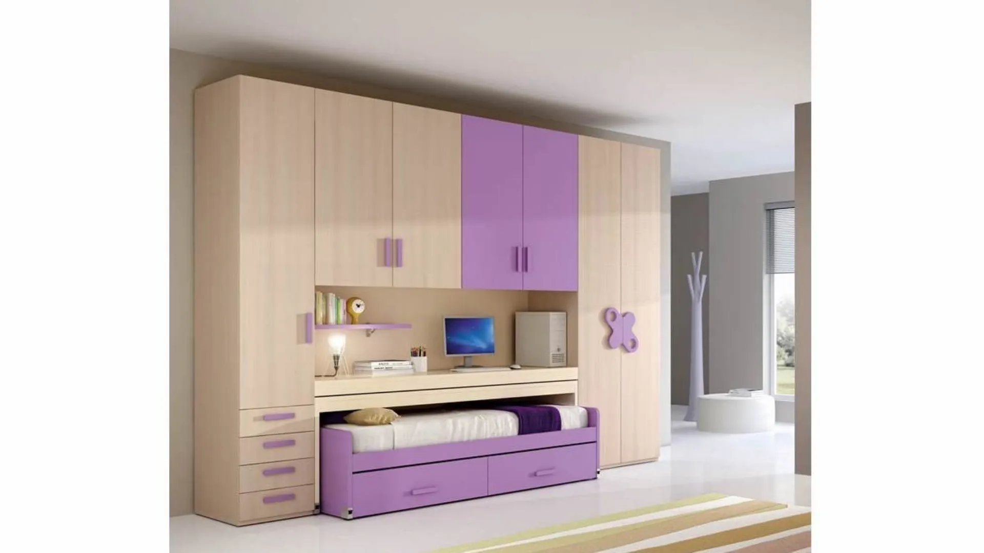 Cameretta 605 a ponte con letto estraibile di Ferrimobili