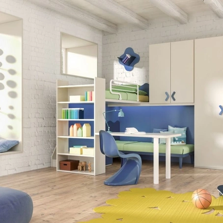 Cameretta a ponte con soppalco angolare Idea 10 di Corazzin