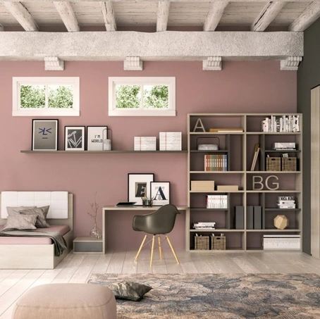 Cameretta componibile con scrittoio e libreria Idea 01 di Corazzin
