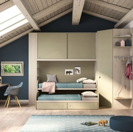 Cameretta a ponte con due letti salvaspazio Idea 02 di Corazzin