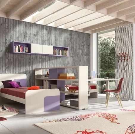 Cameretta per ragazzi con libreria divisoria Idea 04 di Corazzin