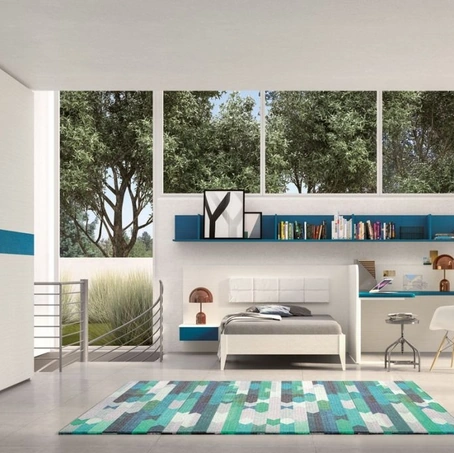 Cameretta per ragazzi in melaminico con armadio con ante scorrevoli Idea 08 di Corazzin