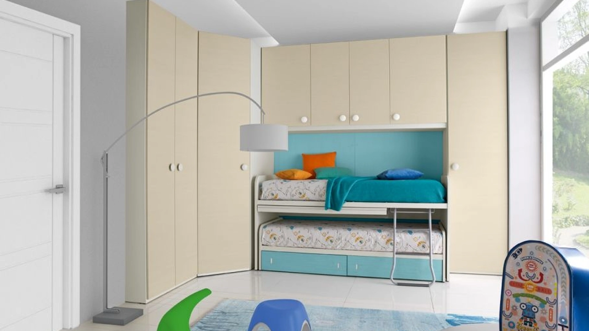 Cameretta a ponte per bambini Salvaspazio Up & Down di Corazzin
