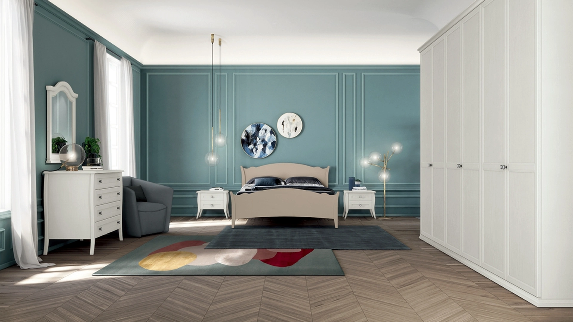 Letto con testiera sagomata Arcadia Rainbow di Colombini Casa