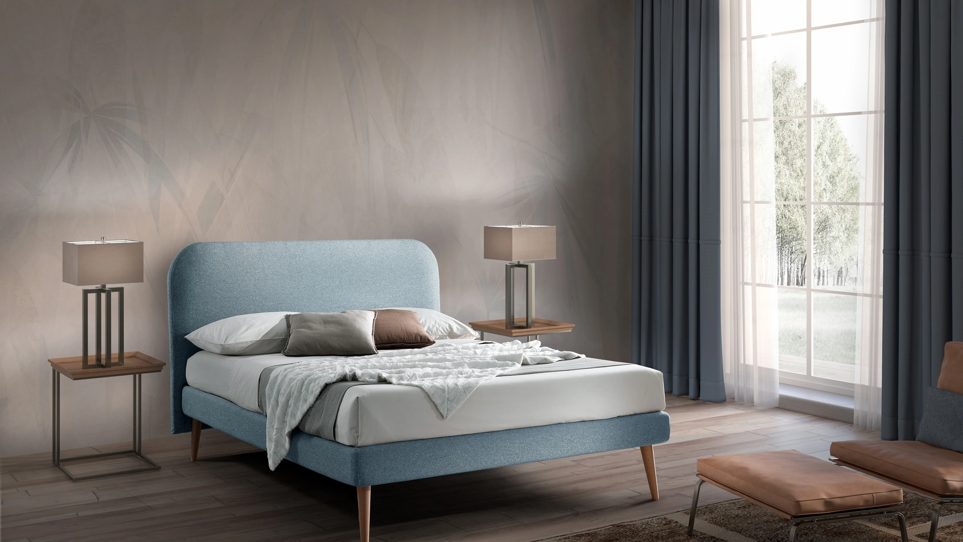 Letto Bogart Slim in tessuto imbottito di San Lorenzo