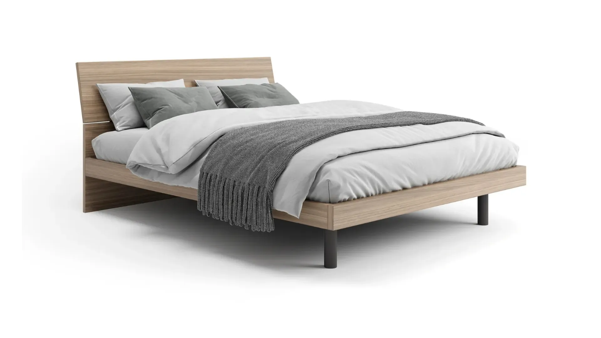 Letto matrimoniale in nobilitato effetto legno con testiera Flap di Dielle Modus