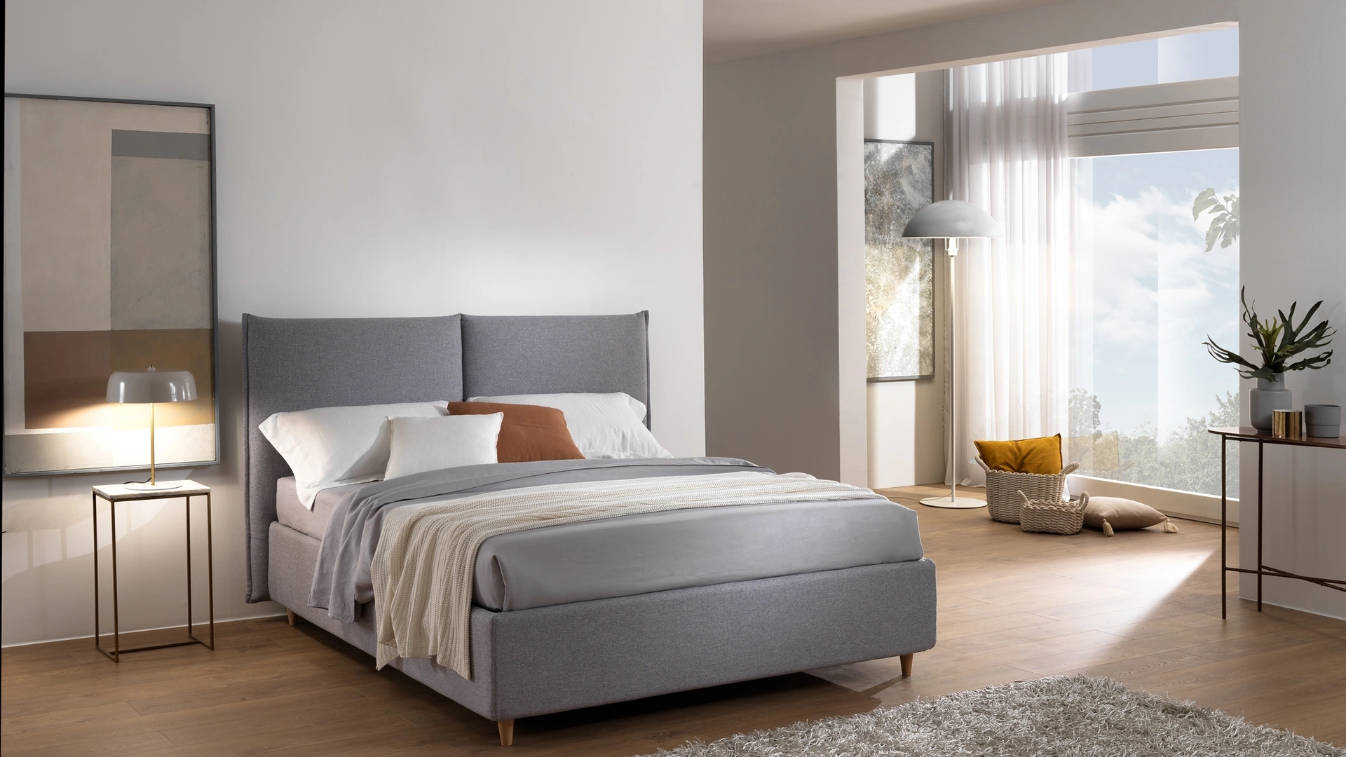 Letto Foster in tessuto con box contenitore di San Lorenzo