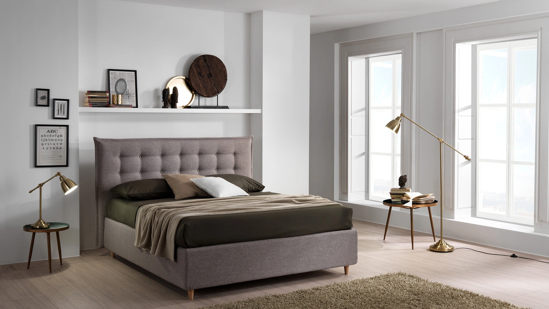 Letto Gable con testiera trapuntata di San Lorenzo