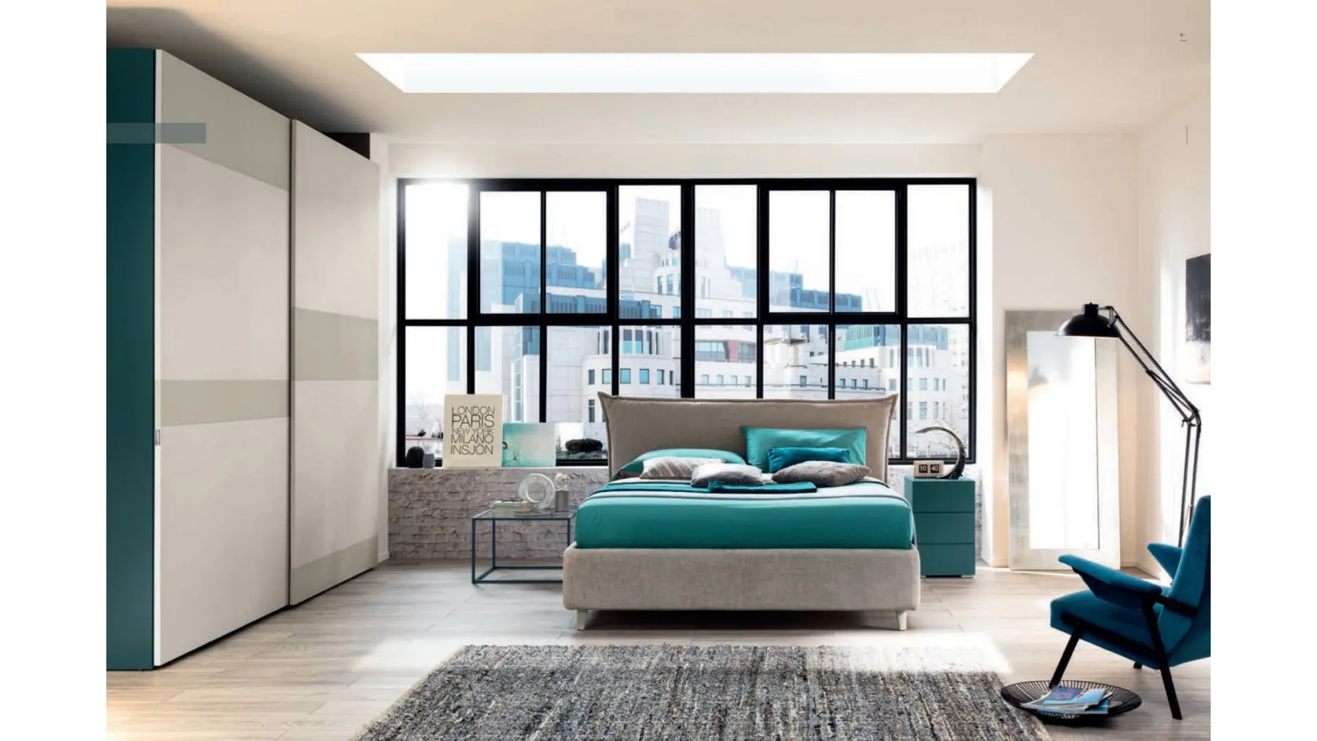 Letto matrimoniale in tessuto con testiera NC105 Moretti Compact