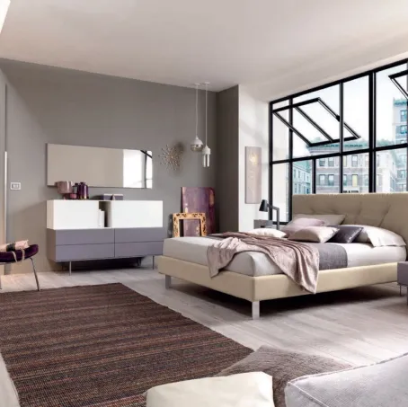 Letto in ecopelle con testiera trapuntata NC107 di Moretti Compact