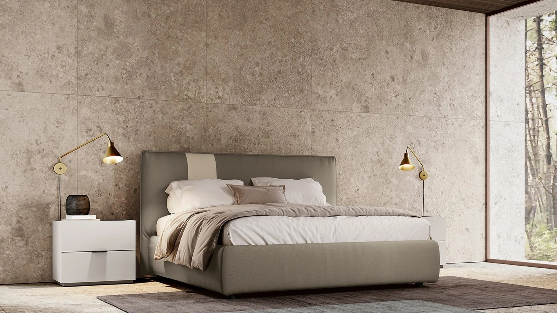 Letto in tessuto imbottito Tetris di Colombini Casa