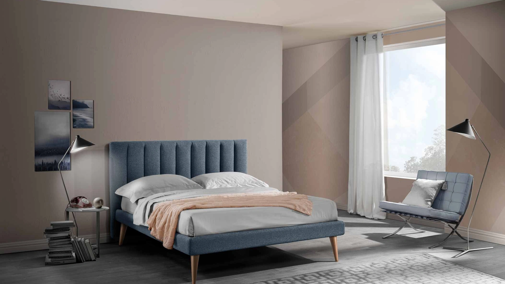 Letto Turner Slim in tessuto imbottito di San Lorenzo