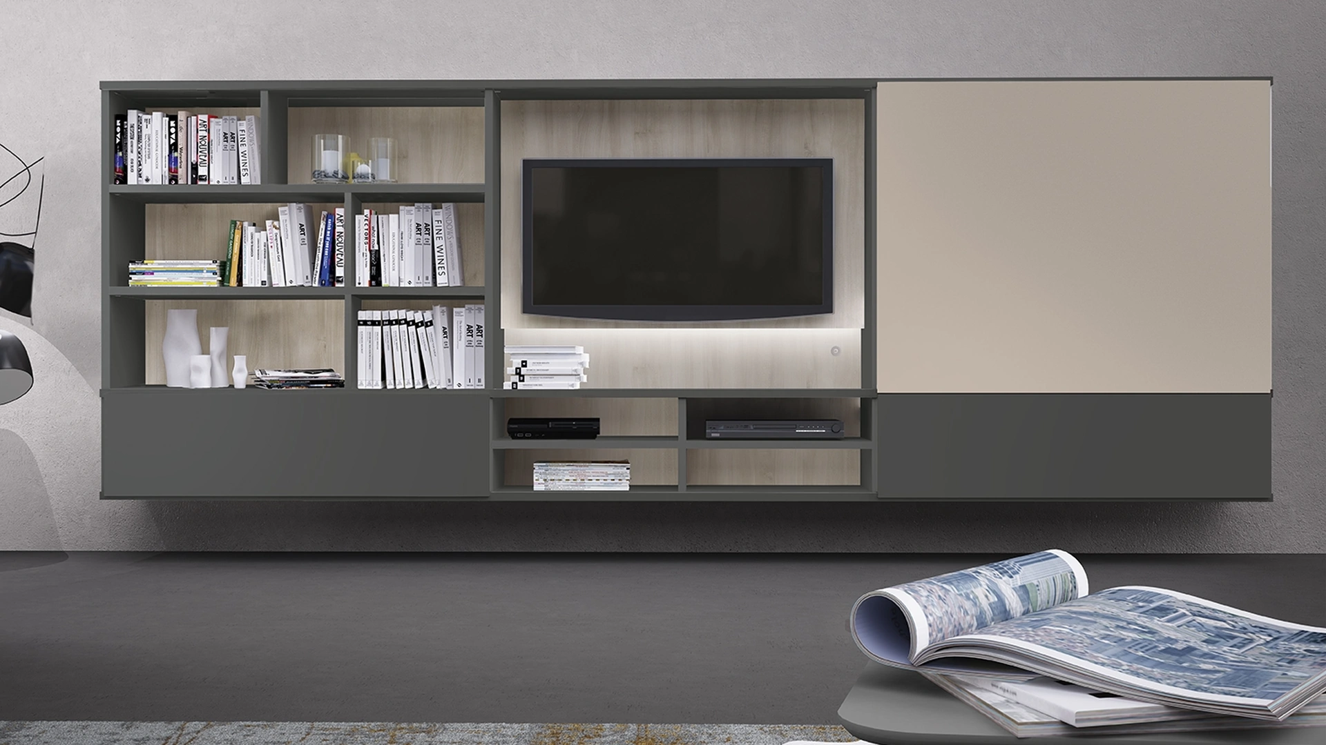 Libreria componibile sospesa Infinity L24 di Colombini Casa