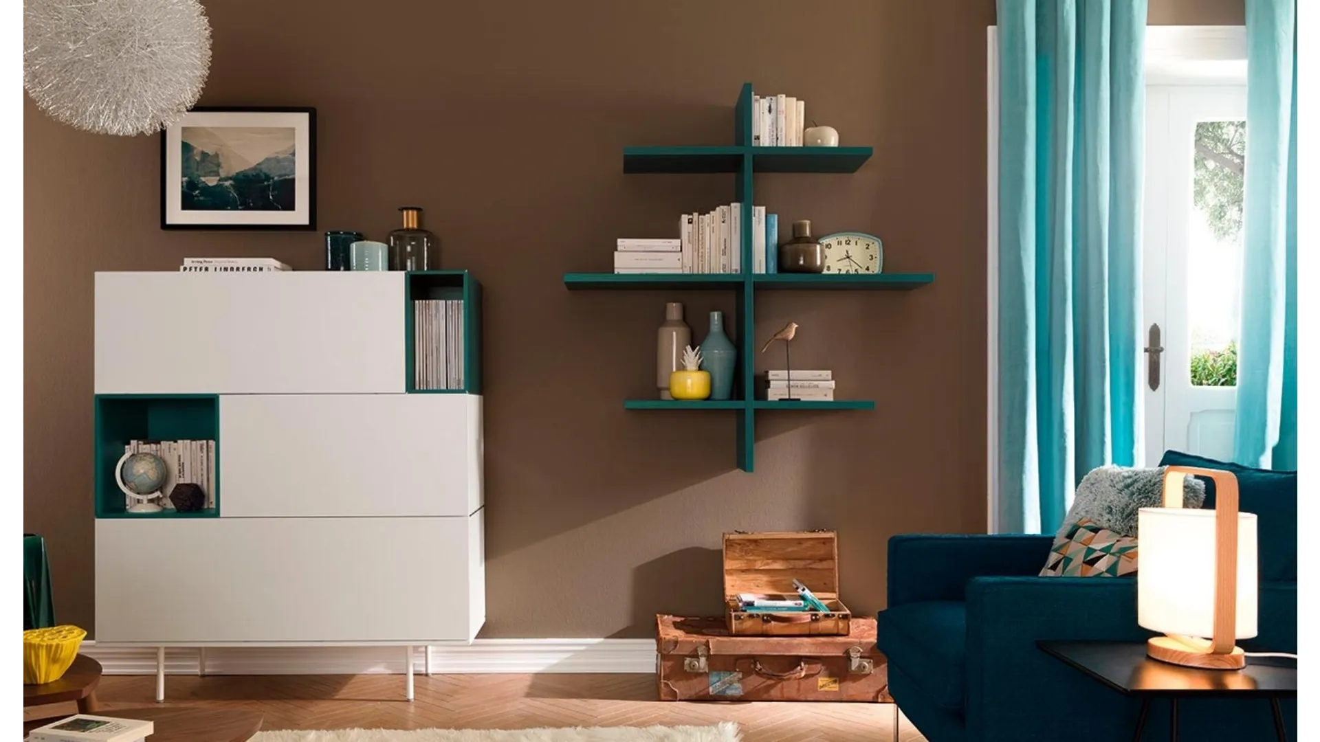 Libreria moderna in laccato opaco Flexa LV202 di Moretti Compact