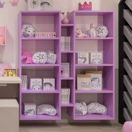 Libreria sospesa in laccato lilla Outline MC034 di Moretti Compact