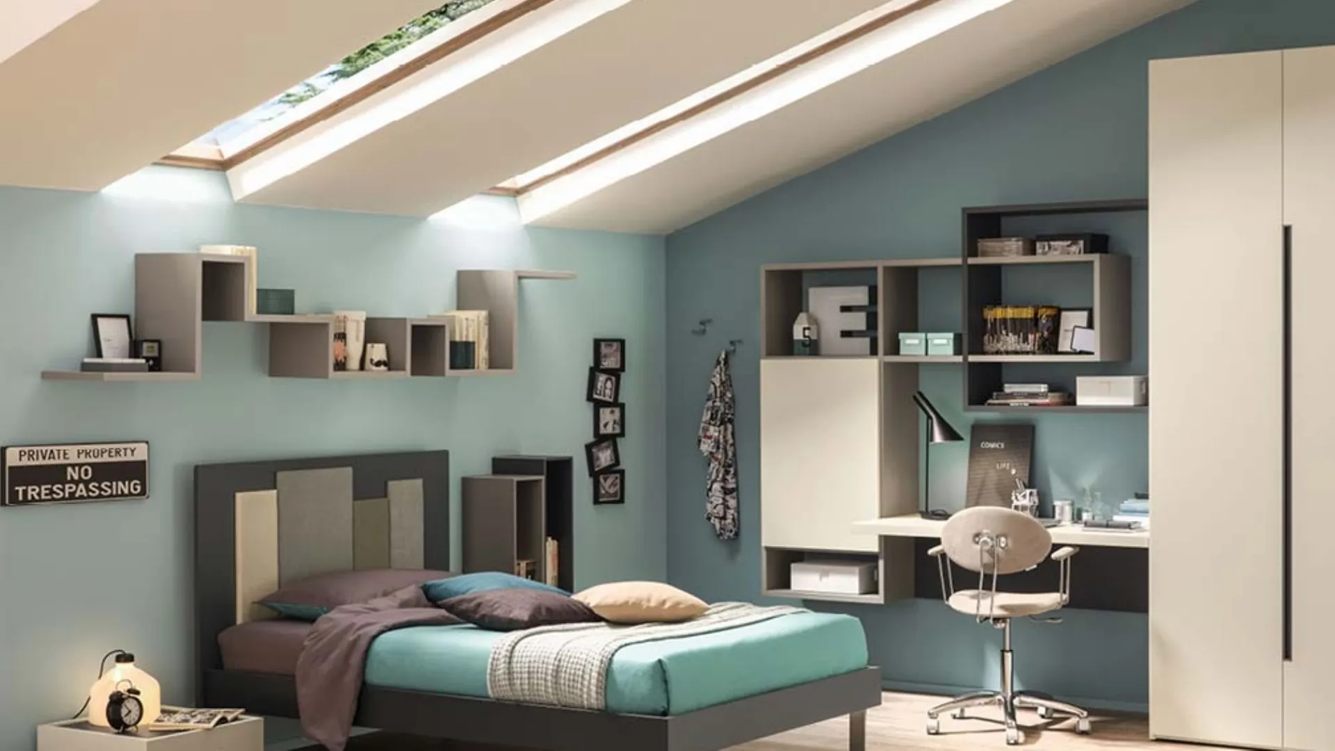 Libreria in melaminico e laccato Outline YC317 di Moretti Compact
