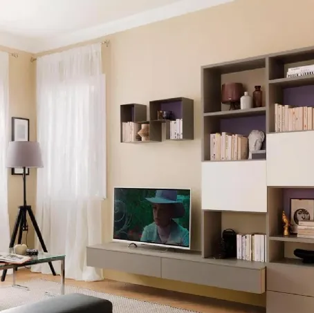 Parete attrezzata moderna in laccato opaco LV111 di Moretti Compact