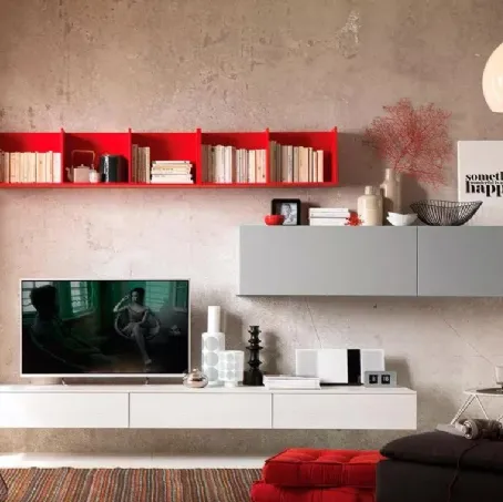 Parete attrezzata sospesa moderna LV112 di Moretti Compact