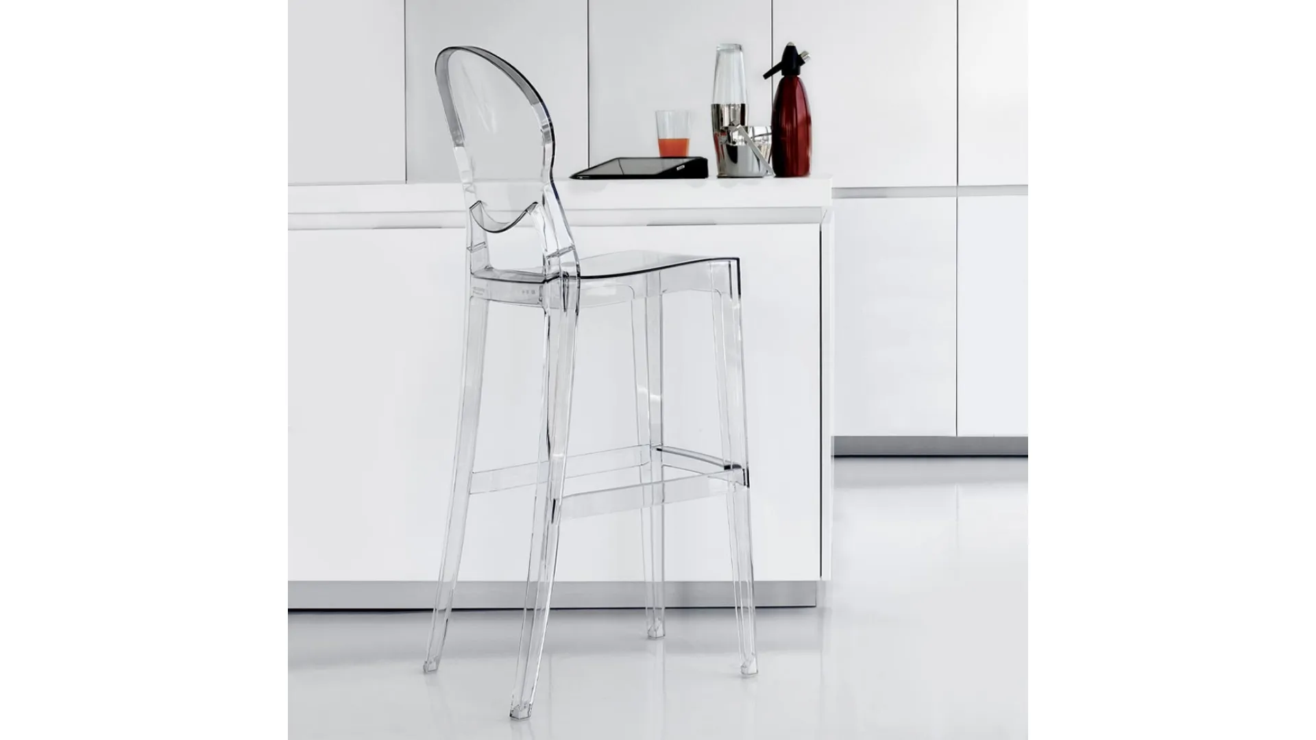 Sgabello Ink Stool 74 in policarbonato trasparente di La Seggiola