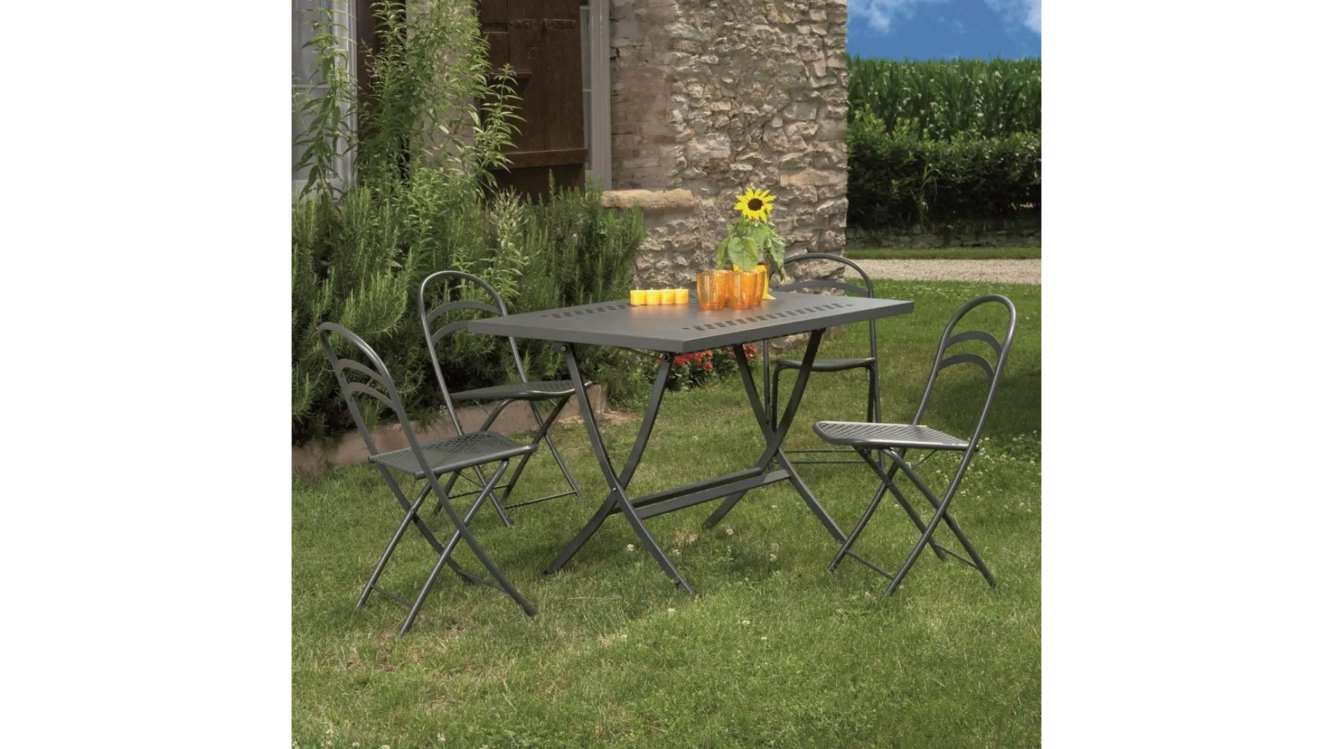 Tavolo da giardino Folding Table in acciaio zincato di La Seggiola