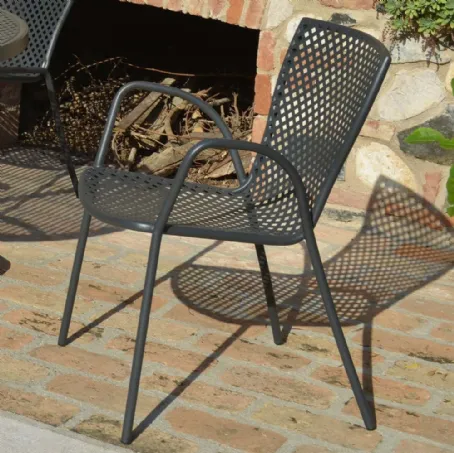 Poltroncina da giardino Sommer in acciaio zincato e verniciato poliestere antracite per esterni di La Seggiola